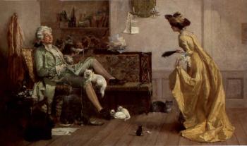 Peg Woffington visiting an eccentric cat lover by 
																	Percy Macquoid