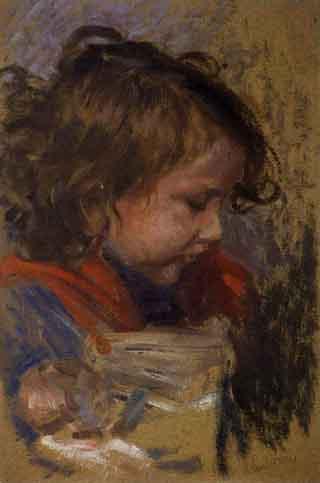 Portrait sketch of a young girl looking downwards by 
																	Ewald Max Karl Enderlein