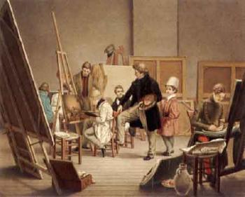 In the artist's studio by 
																	Alphonse de Labroue