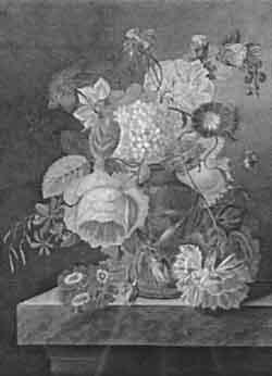 Vase of flowers on a table by 
																	Dirk van Assen