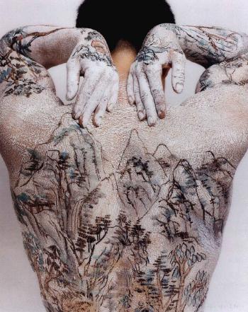 Chinese landscape, tattoo by 
																			 Huang Yan