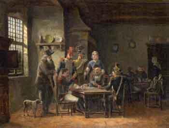 Soldiers playing cards in an inn by 
																	Pierre Jean Jacques Fardon