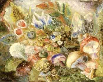Flowers and mushrooms in a summer landscape by 
																	 Radda