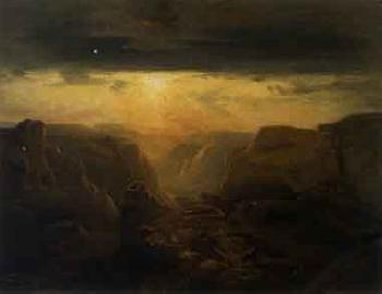 Mountain landscape with ruins in evening by 
																	Alexander Iren