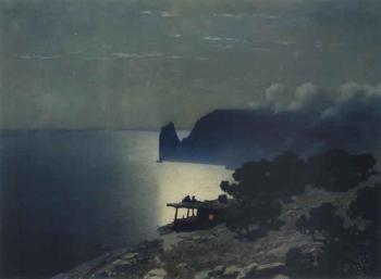 Black Sea coast by moonlight by 
																	Grigory Odissejewitsch Kalmykow