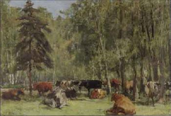 Cattle resting in the woods by 
																	Pavel Stepanovich Kalygin