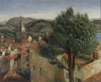 Landscape with village by 
																	Jean Gabriel Daragnes