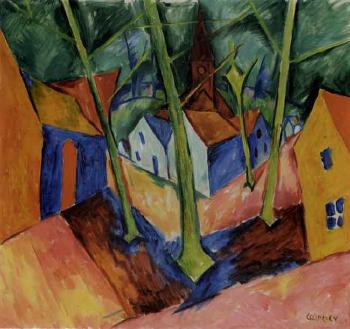 Village with trees by 
																	Walter Ophey