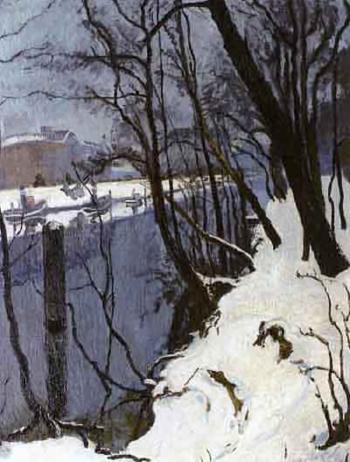 Winter village scene by 
																	 Ziffert