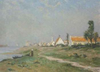 Coastal village by 
																	Edmond de Palezieux