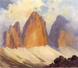 View of three mountain peaks by 
																	Oswald Rampl