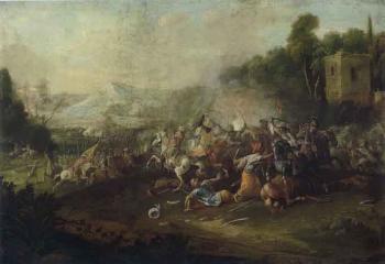 Cavalry engagement between Christians and Turks by 
																	Ernesto Daret