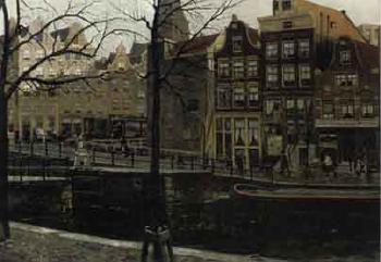 The Korte Prinsengracht near the Haarlemmerstraat by 
																	Dirk Johannes van Haaren