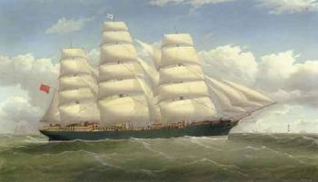 Three-masted clipper ship England's Glory by 
																	Francis Tudgay