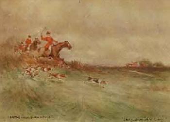 Cross country, York, hunt in full cry by 
																			Victor Noble Rainbird