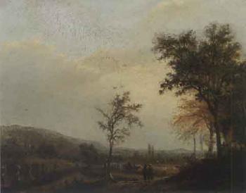Landscape with field workers in autumn by 
																	Joseph Duckort