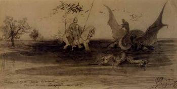 Dobrynja Nikitich and the dragon Goryntch by 
																	Andrei Petrovich Ryabushkin