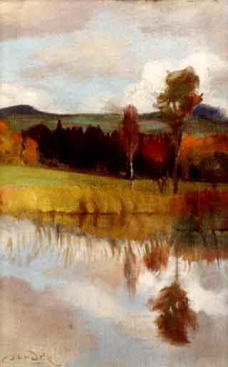 Landscape with lake by 
																	Ludovit Csordak
