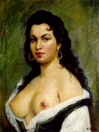 Portrait of a girl with bare breasts by 
																	Karel Randa