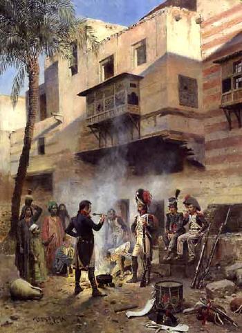 Cantonnement de soldats de Bonaparte en Egypte by 
																	Maurice Henri Orange