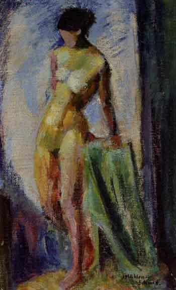 Standing female nude by 
																	Josephine Muhlen-Schmid