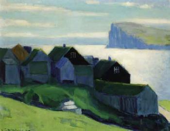 Village on Faroe Islands by 
																	Samuel Joensen-Mikines