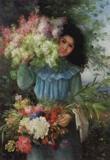 Girl with flowers by 
																	Maria Romeu Varet