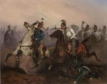 Battle between Austrians and Hungarians by 
																	Antonin Zimmer