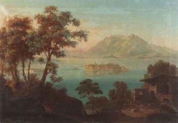 View of Lake Maggiore and an island by 
																	Arnold Jenny
