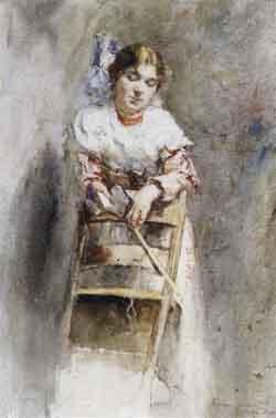 Girl with chair by 
																	Isidoro Garnelo