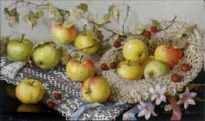 Apples in a straw hat by 
																	Lidya Datsenko