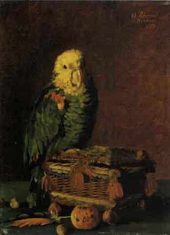Still life with parrot by 
																	A Borgaet van Aerssen