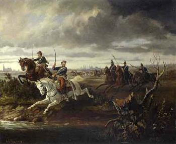 Cavalry battle by 
																	Otto Progel