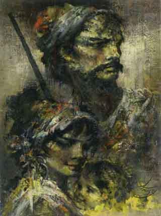 Persian hunter with woman by 
																	Anoush Rahnarvardkar