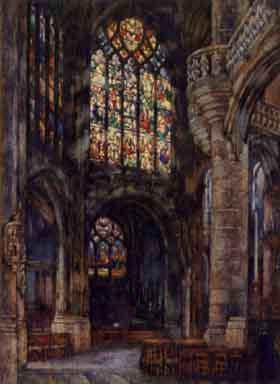 Cathedral interior by 
																			Pierre Anne Dumenil