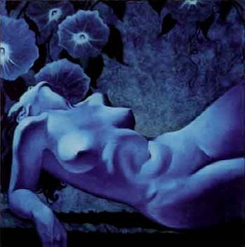 Moonflower, lounging nude amidst flowers by 
																	George Quaintance