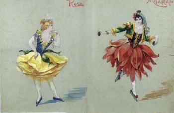 Two studies of ballet costumes by 
																	Luigi Sapelli