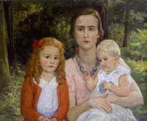 Mother and children by 
																	Cornelia Paczka Wagner