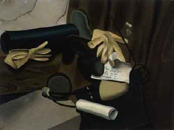 Still life with gloves, shoe, shoe stretcher and envelope by 
																			Theo Stiphout