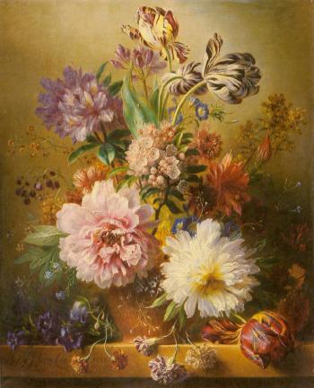 An opulent flower still life by 
																	Georgius Jacobus Johannes van Os