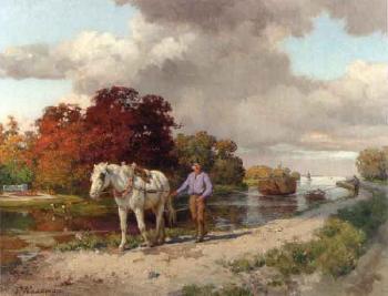 Als Voorheen - white horse pulling barge by 
																	Pieter Haaxman