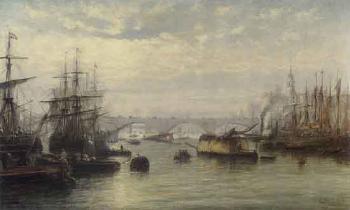 The Port of London. Thames at London Bridge by 
																			Francis Moltino