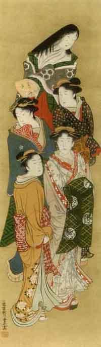 Ten beauties of Edo by 
																			Toyoharu Utagawa