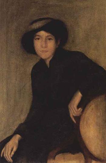 Portrait of a seated lady by 
																	Frank Walcott