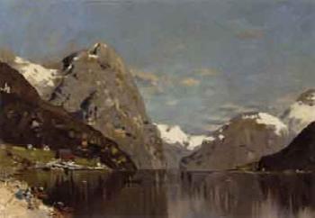 Norwegian fjord landscape by 
																	A Rasmussen