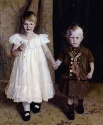 Portrait of a girl and her younger brother by 
																	Jorgen Aabye