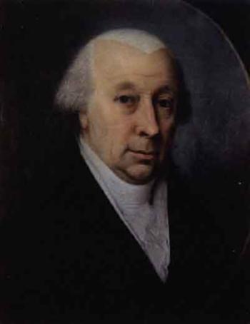 Portrait of man in blue coat with white neckerchief by 
																	Daniel Caffe