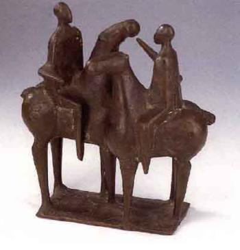 Two riders on horseback by 
																	Karl Reidel