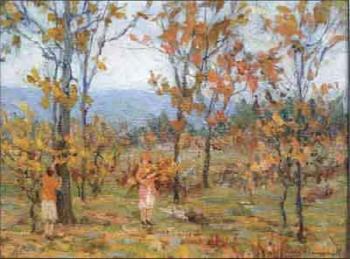 Gathering autumn leaves by 
																	Clara Emma Langenbach