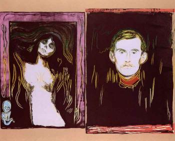 Madonna and self portrait with skeleton's arm - after Munch by 
																	Andy Warhol